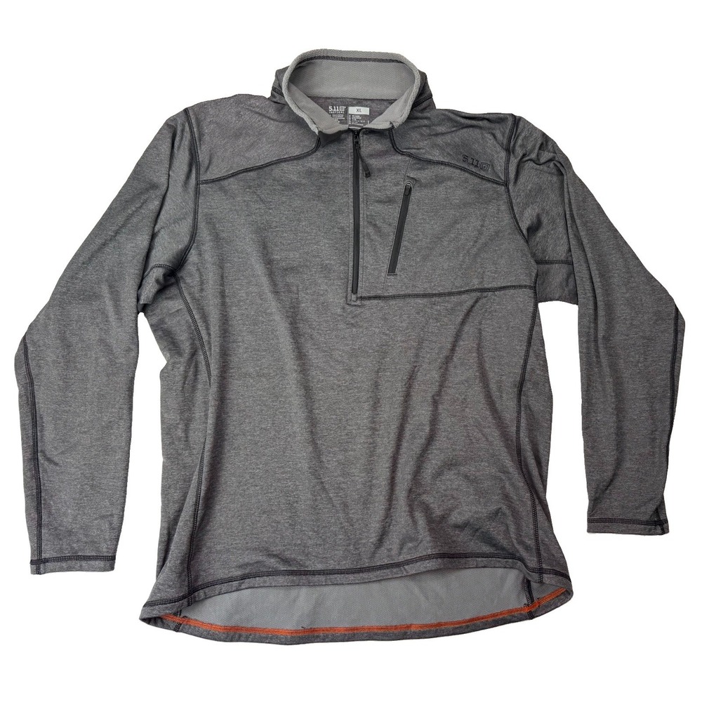 5.11 Pullover Mens Gray Fleece 1/4 Zip Mock Neck Long Sleeve Top Tactical XL
